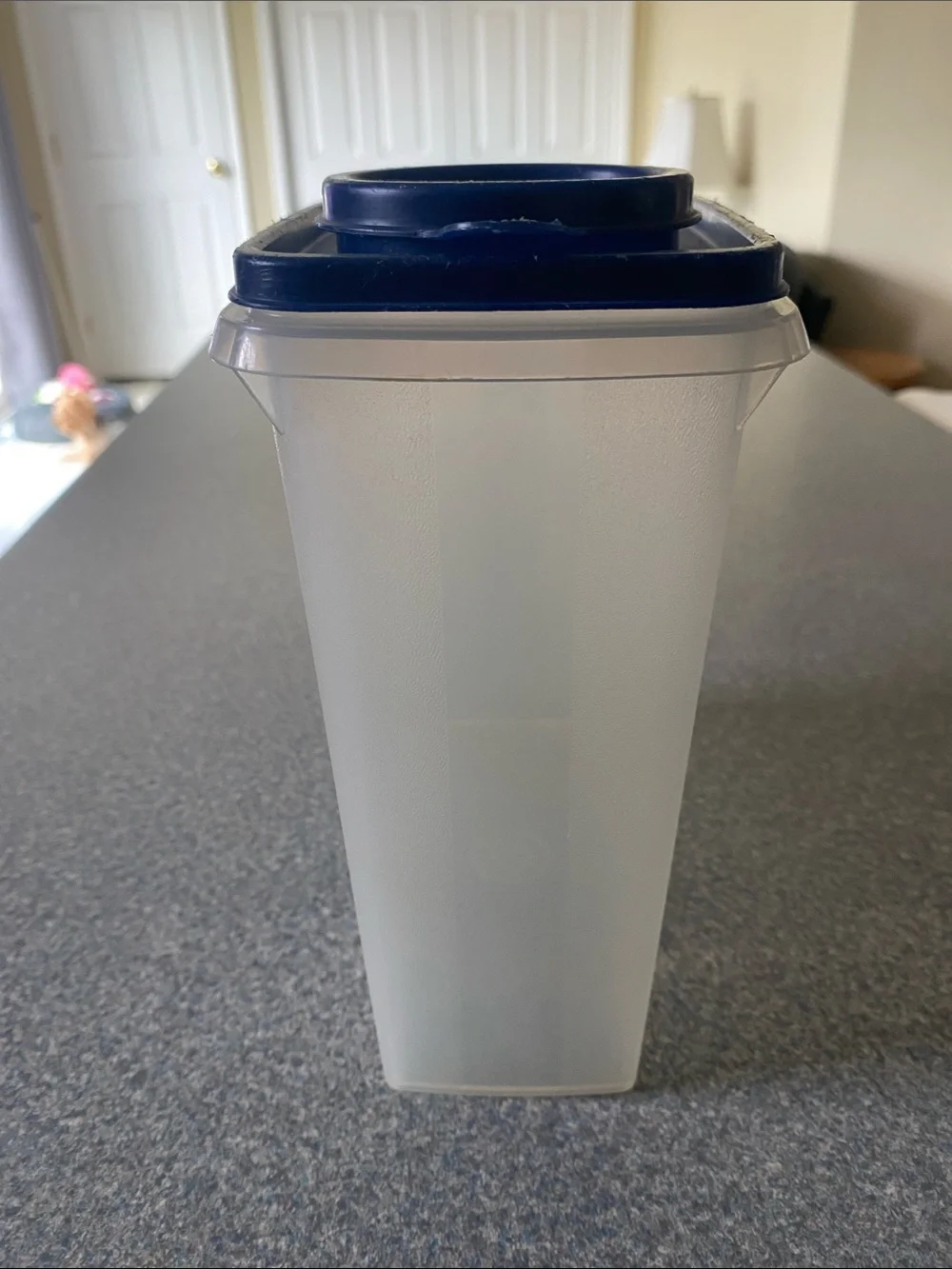 Tupperware White Translucent Container with Blue Lid